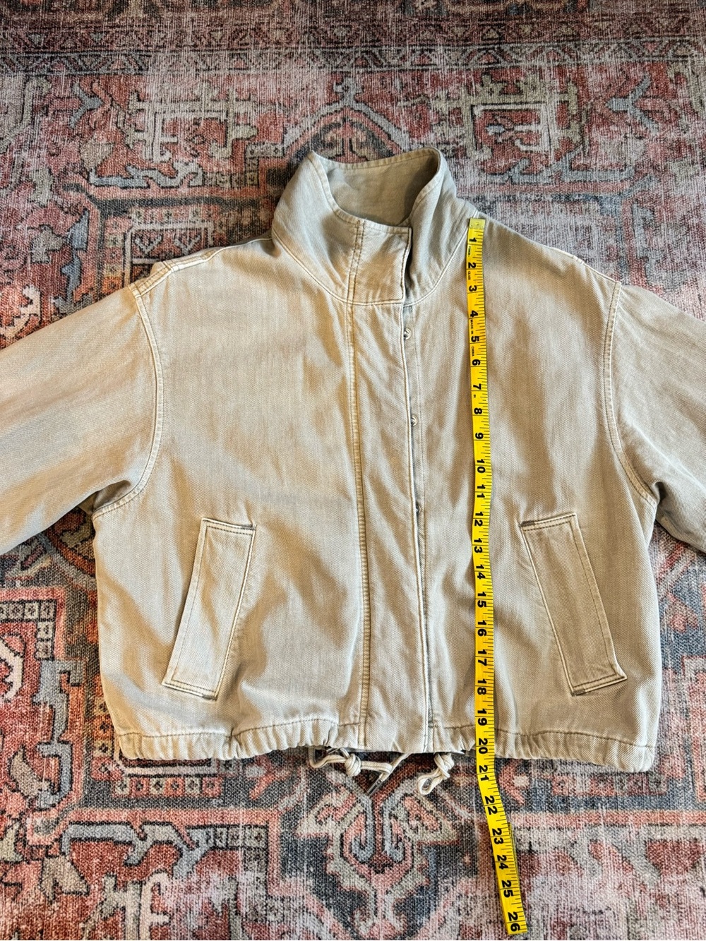 Madewell Denim Field Crop Funnel Neck Jacket in Khaki - S - Sold Out Online! - Picture 6 of 11